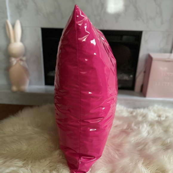 Dark Pink Faux Leather 18 X 18 Throw Pillows - Picture 3 of 10